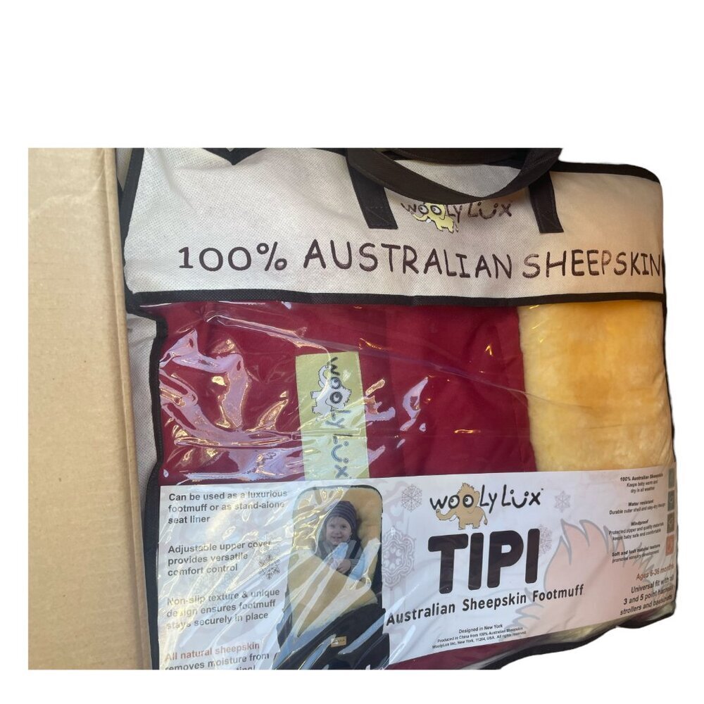 Woolylux Sheepskin Footmuff, 100% Australian Sheepskin, Red - Picture 4 of 7